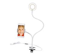 MUELODSIC USB Phone Selfie Light with Level Brightness Zinc Alloy LED Fill Lamp Stand for Live Streaming Video Makeup and Photography White