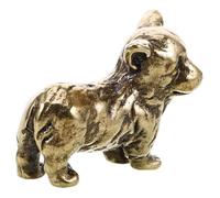 MUELODSIC Vintage Brass Corgi Dog Statue Decorative Figurine Smooth Surface Sturdy Craftsmanship Stable Base Collectible Animal Ornament for Home Desktop Display