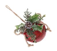 MUELODSIC Vintage Red Christmas Bell Pendant Lightweight DIY Hanging Decor with Pine Cone and Berry Design Rustic Xmas Ornament for Tree and Ceiling Decoration Festive Holiday