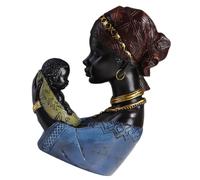 MUELODSIC Vintage Resin African Mother and Figurine Desktop Statue Smooth Surface Exotic Woman Sculpture for Home Office Decor Cultural Tradition Display Gift