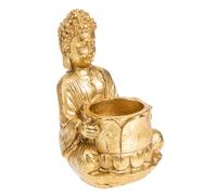 MUELODSIC Vintage Resin Buddha Standing Candle Holder Decorative Ornament for Home and Temple Creative Antique-style Candle Stick with Fine Craftsmanship Unique Gift for Buddhists and