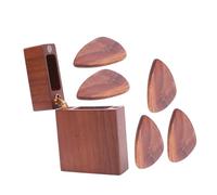 MUELODSIC Walnut Wood Guitar Pick Holder Case with Guitar Picks Storage Box Black Walnut Display Organizer