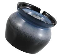 MUELODSIC Windproof Portable Ceramic Ashtray with Lid Tabletop Smoking Tray for Indoor Outdoor Use Elegant Gradient Blue Design for Office Patio Home