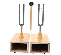 MUELODSIC Wood Base Metal Tuning Fork with Hammer Vibration Experiment Instrument for Physics Acoustics Easy to Use for Teaching and Acoustic Experiments Tuning Fork for Stable Resonance