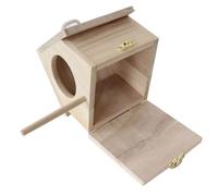 MUELODSIC Wooden Bird House with Long Perching Pole Outdoor Nesting Box for Birds Parrots Sparrows Larks Garden Hanging Birdhouse for Rest and Play