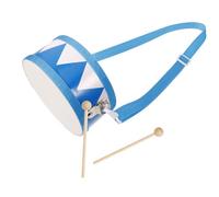 MUELODSIC Wooden Double-sided Hand Drum with Lanyard for Faux Sheepskin Head Drum Kit Portable Rhythm for Early Musical Development in Kindergarten and School Blue