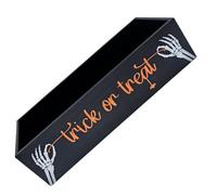 MUELODSIC Wooden Halloween Candy Tray Coffin Candy Bowl Spooky Serving Dish Rustic Decorative Platter for Trick or Treat Party and Home Countertop Organizer