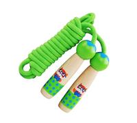 MUELODSIC Wooden Skipping Rope with Smooth Handles for Fun Fitness for Cardiovascular Coordination Training Green Owl Design