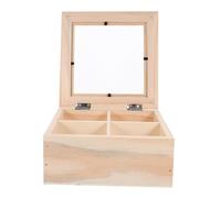 MUELODSIC Wooden Tea Bag Organizer Box with Clear Window Polished Smooth Four-Compartment Storage Case for Tea Bags Sweets Suitable for Home Hotels Restaurants Space-Saving and Portable