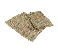 MUELODSIC Woven Mats 2pcs Set, Hand-woven Rabbit and Hamster Nest Pads Molar Chewing Function, Natural Grass 28x20cm 36x28cm for Small Pets Bedding and Play