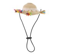 MUELODSIC Woven Tassel Dog Hat Khaki Fashion Sombrero for Cats and Dogs Creative Pet Party Costume Photo Prop for Holidays and Daily Dress-up