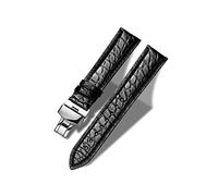 MUEN Alligator Leather Watch Strap with Deployment Clasp,12mm-24mm Black Brown Crocodile Replacement Strap Deployment Polished Watch Band for Men Women