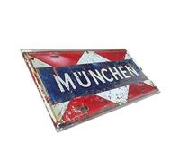 München Vintage City Metal Sign - 30x15cm Rustic Munich Wall Plaque Tin Street Sign for Bar, Pub, Garage, Man Cave, Home Decor