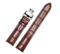 MUENShop Extra Long XXL Strap Genuine Leather Quick Release 18mm-22mm with Deployment Buckle Butterfly Buckle (XL-22mm, Brown)