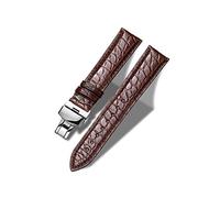 MUENShop Genuine Crocodile Leather Watch Strap with Folding Clasp 12 mm - 24 mm Black Brown Blue Alligator Replacement Watch Accessories Polished Watch Strap for Men / Women, brown, 21 mm, Luxurious
