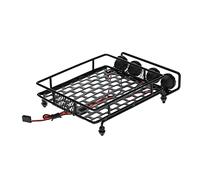MUEOSI Metal RC Crawler Roof Rack W/ 2 Red 2 White LIGHT Light 1/10, for HSP, D90 Car Roof Luggage Rack