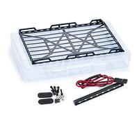 MUEOSI Metal Roof Rack Luggage Carrier With Lights Box 1/24, for Axial, SCX24 AXI00002 RC Crawler Car DIY Decoration Parts Car Roof Luggage Rack(With Lights)