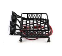 MUEOSI RC Car Roof Rack Luggage Carrier CC01 CR01 SCX10, for RC4WD, With 4 Round Light Bars Truck Crawler Car Roof Luggage Rack(4 white Lights)