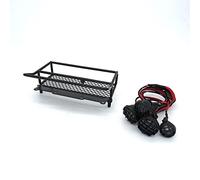 MUEOSI RC Car Upgrade Accessory Metal Roof Rack Luggage Rack W/Light, for WPL, D12 1/10 Scale Rock Crawler Toy Truck Car Roof Luggage Rack(Black)