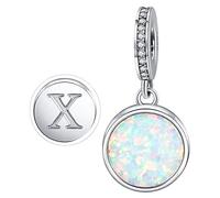 MUERDOU Initial Letter Opal Charm Fit for Pandora Charms Bracelets and Necklaces A-Z Capital Charms Gifts for Woman Girl