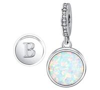 MUERDOU Initial Letter Opal Charm Fit for Pandora Charms Bracelets and Necklaces A-Z Capital Charms Gifts for Woman Girl