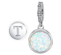 MUERDOU Initial Letter Opal Charm Fit for Pandora Charms Bracelets and Necklaces A-Z Capital Charms Gifts for Woman Girl