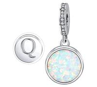 MUERDOU Initial Letter Opal Charm Fit for Pandora Charms Bracelets and Necklaces A-Z Capital Charms Gifts for Woman Girl