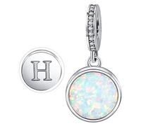 MUERDOU Initial Letter Opal Charm Fit for Pandora Charms Bracelets and Necklaces A-Z Capital Charms Gifts for Woman Girl