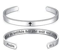 MUERDOU Inspirational Cuff Bracelet Bangle for Women Christian Bible Verse Bracelet Prayer Faith Religious Stainless Steel Bangle Gifts for Her, enamel, stainless-steel
