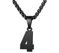 MUERDOU Number Necklace for Men Athletes Number Chain Stainless Steel Jersey Pendant Personalized Sports Jewelry Gift for Men Basketball Baseball Football, 1.5cm x 1.5mm, Stainless Steel, No Gemstone