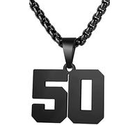 MUERDOU Number Necklace for Men Athletes Number Chain Stainless Steel Jersey Pendant Personalized Sports Jewelry Gift for Men Basketball Baseball Football, 1.5cm x 1.5mm, Stainless Steel, No Gemstone