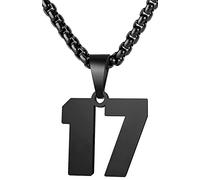 MUERDOU Number Necklace for Men Athletes Number Chain Stainless Steel Jersey Pendant Personalized Sports Jewelry Gift for Men Basketball Baseball Football, 1.5cm x 1.5mm, Stainless Steel, No Gemstone