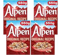 Muesli Bundle with Alpen Muesli Original 550g - 4 Pack | Wholegrain Wheatflakes & Rolled Oats with Raisins and Roasted Sliced Hazelnuts and Almonds.