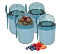 Muesli cup to go, yoghurt pot, lunchpot, 3 compartments, set of 4