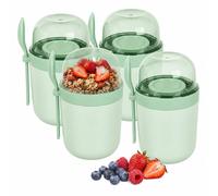 Muesli cup to go, yoghurt pot, lunchpot, 3 compartments, set of 4