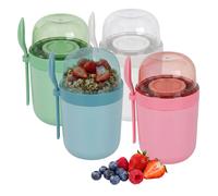Muesli cup to go, yoghurt pot, lunchpot, 3 compartments, set of 4