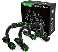 MUEUSS Push Up Bars - Heavy Duty Steel Handles Push up Stands with Cushioned Foam grips & Slip Resistant Base for Muscle Ups, Pull Ups & Strength - Great for Both Men Women Strength Workouts Green