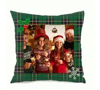 Muewent Christmas Custom Pillow Cover, Personalized Cushion Case with 1 Photo and Text for Home Decoration