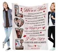 Muewent Custom Blanket with 4 Photo Collage and Love Title Personalized Blanket Ideal Gift for Mom Dad Partner Friend Birthday Christmas Valentine