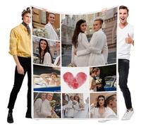 Muewent Custom Photo Blanket Featuring 8 Pictures and Personalized Text Thoughtful Memory Throw for Parents, Grandparents, Couples, or Friends for Holidays and Daily Comfort