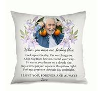 Muewent Personalized Photo Pillow Cover Custom Cushion Case with Text I Miss You So Much Gift Decorative Throw Pillow for Living Room Bedroom