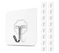 Muexoee 16 Packs Adhesive Hooks Heavy Duty Adhesive Wall Hooks, 10kg(22lbs) Max Load Self Adhesive Sticky Hooks, Waterproof Removable Utility Hooks for Kitchen Bathroom Office Home