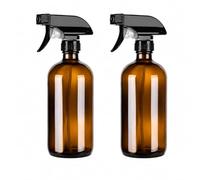 Muexoee 2 Pack 500ml Brown Plastic Spray Bottles with 3 Replacement Nozzles, Refillable Empty Spray Bottle with Adjustable Mist & Stream, Leak Proof Spray Bottle for Hair, Cleaning, Plants, Gardening