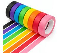 Muexoee 8 Rolls Rainbow Masking Tape 15MM*13M - Textured Paper Pressure Sensitive Adhesive Tape Colorful Teacher Tape for Classroom Decor & Art Lab Labeling