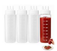 Muexoee Condiment Squeeze Bottles 4 Pack, 13.5oz/400ml Large Plastic Squeezy Sauce Bottles, Food Grade BPA Free Leak Proof Squeeze Bottles for Sauce Ketchup BBQ Salad Dressing Cooking Art Crafts