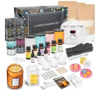 MUEZDUR Candle Making Kit for Adults Beginners, 124PCS 1200g Wax Scented Candles Making Kit Supplies with Digital Soy Wax Melt Warmer Candle Making Complete Kit to DIY