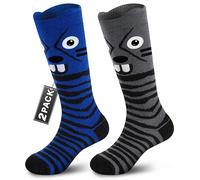 Muezna 2 Pairs Children's Merino Wool Ski Socks, Boys Girls Winter Thermal Socks Children's Socks Sports Socks Knee-High Warm Thick Skiing Skating Socks (OTC), 2 Pairs-Blue/Grey, 36-39