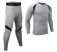 Muezna Men’s Long Johns Thermal Underwear Set, Top and Bottom Underwear Base Layer Soft Fleece Lined Grey