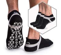 Muezna Men's Non Slip Yoga Socks, Anti-Skid Pilates, Barre, Bikram Fitness Hospital Slipper Socks with Grips, Size 5-13