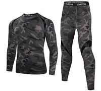 Muezna Men's Thermal Underwear Functional Underwear Ski Underwear Long Breathable Thermal Underwear Thermal Underwear Set Soft Wool Fleece Lining for Home Winter, camouflage, M